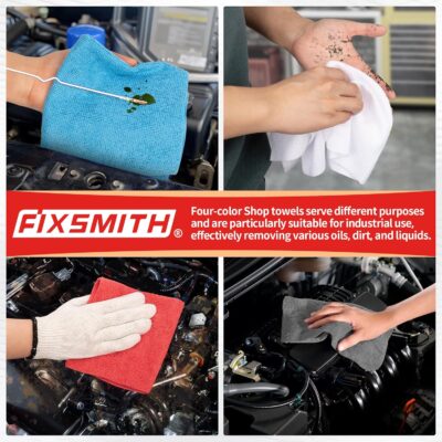 FIXSMITH Shop Towels, Microfiber Cleaning Cloth Bulk, 200 Pack Microfiber Towels for Cars, All-Purpose Absorbent Cleaning Rags, Dust Cloth for Automotive, Mechanic, Garage, Bar, 11.5 x 11.5 inch - Image 6