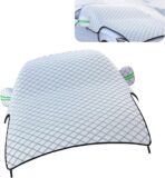 Car Cover Waterproof All Weather, Outdoor Hood Protection, Foldable Protective Shield with Windproof Fixed Strap, Universal Car Snow Cover (Silver)