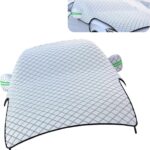 Car Cover Waterproof All Weather, Outdoor Hood Protection, Foldable Protective Shield with Windproof Fixed Strap, Universal Car Snow Cover (Silver)