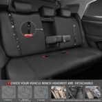 CAR PASS Leather Bling Diamond Car Seat Covers Full Set, Shining Rhinestone Waterproof Durable Rear with Zipper, Universal Fit Automotive Glitter Crystal Sparkle Strip for Cute Women Girly Black - Image 4