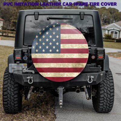 Retro American Flag Spare Tire Cover Fit for Jeep RV Truck SUV Travel Camper Trailer 14",15",16",17",Waterproof and Dustproof Protection Tires(14" for Diameter 23"-27"/58.42-68.58cm) - Image 2