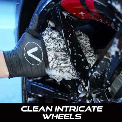 VIKING Wheel Cleaner Mitts for Car, Microfiber Wheel Cleaner for Car Detailing and Rims, Black and White, 5.5 Inch x 4.4 Inch, 2 Pack - Image 2