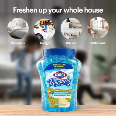 Clorox Fraganzia Crystal Beads Air Freshener, Long Lasting Room Deodorizer and Odor Eliminator Gel Beads to Freshen Home, Car, or Office, Fresh Ocean Breeze Scent, 12 Fl Oz - Image 4