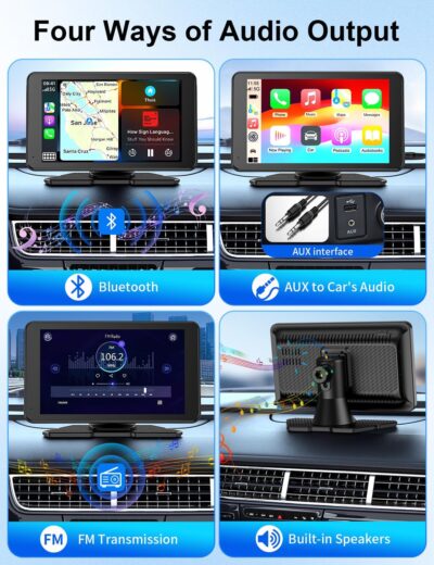 Carplay Screen for Car, 7" HD Portable Car Stereo Touch Screen with Wireless Android Auto, Backup Camera with LED/Mirror Link/Voice Control/Bluetooth/GPS/AUX/FM Satellite Radio for All Vehicles - Image 5