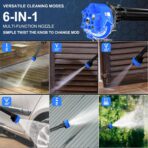 AZZUNO Cordless Pressure Washer, 850PSI Portable Pressure Washer, 4000mAh Powerful Washer with 6-in-1 Nozzle, Handheld Power Cleaner for Car, Home Cleaning & Garden Watering Blue - Image 5