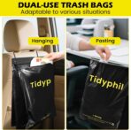 50 PCS Disposable Car Trash Bags Hanging, Leak-proof, Odor Seal. 2 Gallon Car Garbage Bags, Big Capacity. Independent of Car Trash Can, Easy Stick-On Car trash Bin for Car, SUV, Truck, Stroller. Black - Image 4