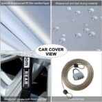 Tecoom Light Shell Waterproof UV-Proof Windproof Design Car Cover with Zipper Storage and Lock for All Weather Indoor Outdoor Fit 160-172 Inches Hatchback - Image 5