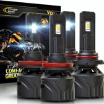 Cougar Motor 9005 H11 Bulbs, HB3 H8 H9 Fog Lights Combo(2 Sets) 6500K White Non-Polarity Fog Bulb or Off-Road Use Plug and Play - Pack of 4