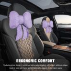 Bow Car Headrest Pillow, Bow-Shaped Car Headrest Cushion Cute Interior Decor with Elastic Buckle, Breathable Comfortable Seat Neck Support Pillow for Auto Office Travel (Purple) - Image 6