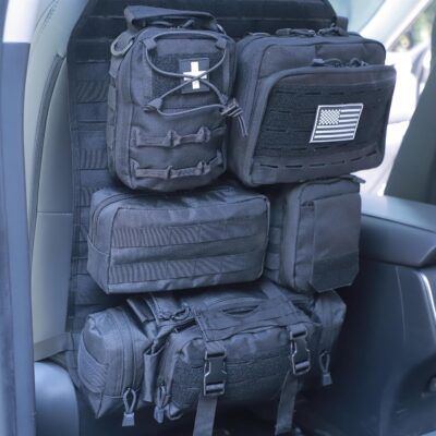 Universal Tactical Car Seat Back Organizer Bag Tactical Molle Vehicle Organizers Panel Vehicle Protector Organizers with 5 Detachable Pouches for Car Truck Ford Jeep (Upgraded C model Black) - Image 7