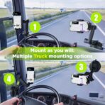 Cell Phone Mount for Truck Phone Holder for Truck Drivers - Heavy Duty Suction Cup + Dashboard Pad, iPhone Holder for Dashboard Window 16.9 inch Long, for iPhone & Samsung, Big Rig Trucker, Black - Image 9