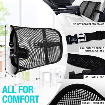 Lumbar Support - Breathable Mesh Office & Car Chair Back Support with Double Adjustable Straps for All-Day Comfort - Image 5