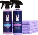 Bunny Buffer Bundle, Waterless SiO2 Ceramic Car Wash & Protect Kit with Auto Body Clean and Protect Spray, Glass Cleaner, & 4 Microfiber Towels, Spray and Wipe Car Detailing Kit, 6 Piece Set