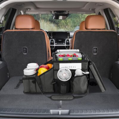 Car Organizer for Front Seat Organizer and Storage, Collapsible Car Caddy, Passenger Seat Organizer with Partitions & Cup Holders, Car Organization for kids and Adults (Grey) - Image 7