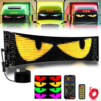 LED Eyes for Truck Windshield, 24'' x 5'' Ojos LED para Carro Devil Eyes Light for Car Programmable Flexible Customizable Store Sign Bluetooth App & Remote Control Custom Advertising Display Signs - Image 9