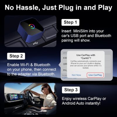 2026 Upgraded Mini Wireless CarPlay Adapter for CarPlay & Android Auto, Plug & Play, Fast, Auto Connect, No Latency 2in1 Car Play Wireless Adapter for iPhone iOS 10+ Android 11+ Information Display - Image 4