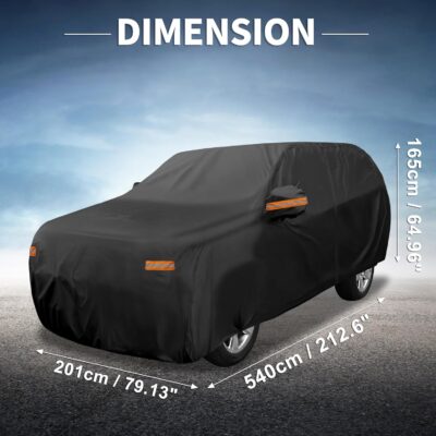 X AUTOHAUX Car Cover Outdoor Waterproof Sun Rain Snow Hail Protection with Left Side Door Zipper 210D-PU for Ford Expedition - Image 8
