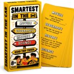 WELL BALANCED Road Trip Trivia - Road Trip Games for Kids Travel Essentials Car Activities Must Haves for Ages 8+