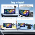 Wireless Apple Carplay Screen,10.26"Portable Car play & Android Auto Touch Screen, Bluetooth Double Din Car Stereo with 4K Dash Cam,Backup Camera/Mirror Link/Voice Control/GPS/AUX/FM for All Vehicles - Image 4