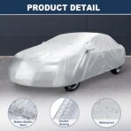 ACROPIX 180T Gray Car Cover Waterproof All Weather Full Exterior Cover Rain Hail Sun Protector Car Cover Fit for Sedan Length 185-189 Inch - Pack of 1 - Image 2