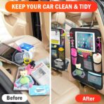 Car Backseat Organizer ，2 Pack Car Organizer Back Seat with 11" Tablet Holder, 10 Storage Pockets Seat Back Protectors Kick Mats for Kids Toddlers, Travel Accessories (Black) - Image 8