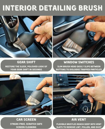 18Pcs Professional Car Interior Detailing Kit All-in-One Cleaning Tools for Windows, Dashboard, Vents, Windshield Cleaner Brush, Magic Sponge, Chamois Cloth, Detailing Brushes & Accessories - Image 4