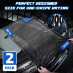 2-Pack 1200 GSM Car Drying Towels – Microfiber Towels for Cars (36" x 24"), Ultra-Absorbent, Streak-Free, Scratch-Free, No Water Spots, Double-Twist Pile & Edgeless Design(Blue) - Image 3