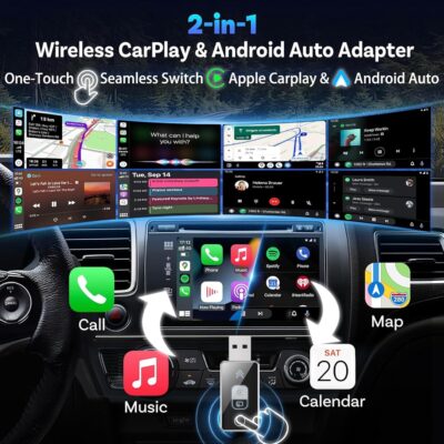 Wireless CarPlay Adapter for iPhone, 2026 Upgrade 2 in 1 Android Auto Wireless Adapter, Wired to Wireless, One-Touch Switch, Fast & Stable Connection, Plug & Play, iOS 10+ & Android 11+ - Image 6