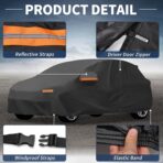 X AUTOHAUX Car Cover Outdoor Waterproof Sun Rain Snow Hail Protection with Left Side Door Zipper 210D-PU for Ford Escape - Image 6