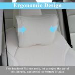 Car Headrest Pillow 100% Memory Foam, Breathable Removable Leather Cover, Premium Seat Support Head Neck Cushion for Driving Travel Home Office, White, 1 Pack - Image 5