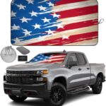 Autoamerics 1-Piece Windshield Sun Shade USA Art Flag - 1 American Design - Foldable Car Front Window Sunshade for Most Sedans SUV Truck - Blocks Max UV Rays and Keeps Your Vehicle Cool - Large