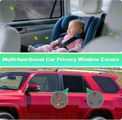 Car Window Shades for 2011-2023 4Runner - Rear Side Window Sun Shade for Baby, Breathable Mesh Car Privacy Window Covers, UV Protection & Heat Insulation for Road Trips Napping Camping (2 PCS) - Image 4