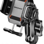 BRCOVAN Anti-Theft Phone Mount Holder with Vibration Dampener [Camera Friendly] [1s Lock & Release], with Aluminum Diamond Base & Medium Arm for Car Boat Truck Motorcycle UTV ATV Fit 5.4-7.2'' Phone