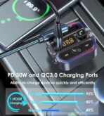 Bluetooth 5.3 FM Transmitter for Car, Dual Micphone Hands-Free Calls Wireless Radio Receiver, PD 30W & QC3.0 Fast Car Charger Adapter - Image 4