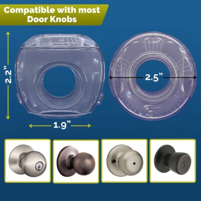 Child Safety Door Knob Cover (4 Pack) Hard-to-Remove Dual-Lock Door Handle Covers for Kids - Reusable Baby Proof Door Knob Locks - Installs Easily, No Tools Needed (Transparent) - Image 5