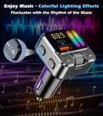 Bluetooth 5.3 Car Adapter with FM Transmitter & 42W PD Fast Charging, Wireless AUX/USB Music Receiver, Hands-Free Calls, Beat Sync LED Lights for Car Stereo, Compatible with All 12V-24V Vehicles - Image 5