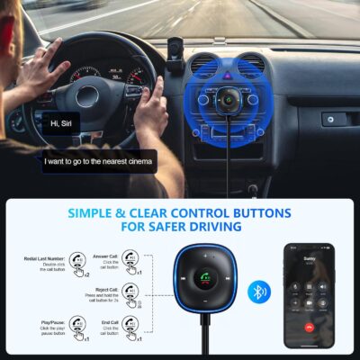 Bluetooth 5.3 Aux Car Adapter, SONRU Bluetooth Receiver for Car [Dual Connection & Mic Noise Cancellation], Aux Adapter with Plug-and-Play for Music/Hands-Free Calls/Stereo Audio - Image 5