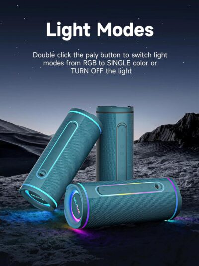 MLOVE E80 Speakers Bluetooth Wireless, Portable Bluetooth Speaker with Aux Input, Micro SD Card Slot, Bass Boost, Dual Pairing, Lights, IPX7 Waterproof, BT5.4 for Outdoor, Travel, Car, TV, 30W, Blue - Image 6