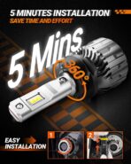 SEALIGHT 9006/HB4 Bulbs 46000LM Ultra-Bright, 60000+ Lifespan Fog Lights, 6500K Cool White 9006 Light Bulbs,Pack of 2 - Image 4