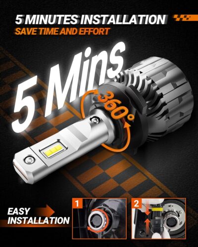 SEALIGHT 9006/HB4 Bulbs 46000LM Ultra-Bright, 60000+ Lifespan Fog Lights, 6500K Cool White 9006 Light Bulbs,Pack of 2 - Image 4