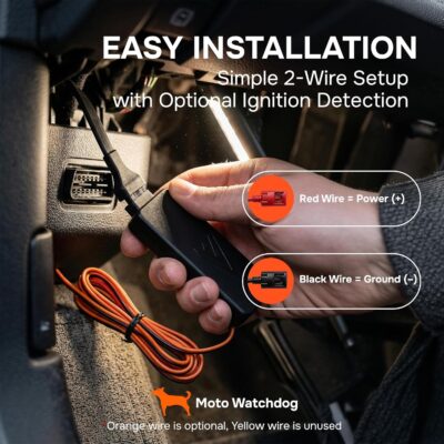 Wired GPS Tracker for Vehicles, No Subscription with Real-Time Location, Easy Install, Speeding Monitoring, Route History, Geofence, for Fleets & Families, USA, Moto Watchdog - Image 3
