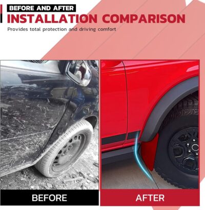 Car Mud Flaps 4PCS Universal Fit Red Splash Guards Flexible and Bendable Mudguard Fender Flare Cuttable Mudflap Car Accessories Compatible with Pickup SUV Trucks - Image 4