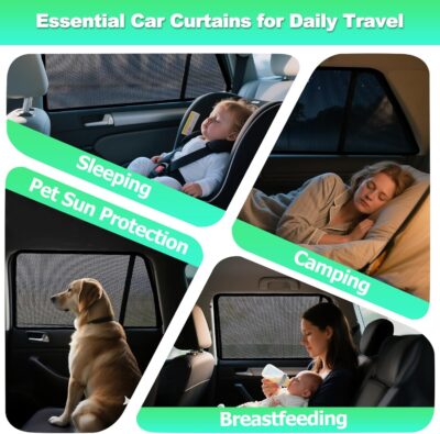 Car Window Shades for 2011-2023 4Runner - Rear Side Window Sun Shade for Baby, Breathable Mesh Car Privacy Window Covers, UV Protection & Heat Insulation for Road Trips Napping Camping (2 PCS) - Image 6