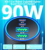 Car Charger USB C, KYOHAYA 90W 4-Port Dual USB-C & USB-A Power Cigarette Lighter Adapter PD/QC Type C Car Charger Fast Charging for iPhone 17 Pro 17 Pro Max 16 15 14 13 12 11/Galaxy S26 S25/Pixel/iPad - Image 4