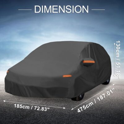 X AUTOHAUX Car Cover Outdoor Waterproof Sun Rain Snow Hail Protection with Left Side Door Zipper Aluminum Film for Mazda3 Hatchback - Image 8