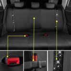 CAR PASS Leather Bling Diamond Car Seat Covers Full Set, Shining Rhinestone Waterproof Durable Rear with Zipper, Universal Fit Automotive Glitter Crystal Sparkle Strip for Cute Women Girly Black - Image 6