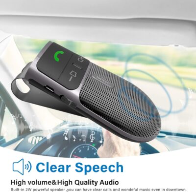 Bluetooth Phone Speaker for Car, SUNITEC Hands Free Bluetooth Car Speaker for Cell Phone, Support Siri Google Voice Assistant, AUTO Power ON Off, Speakerphone with Visor Clip - Image 8