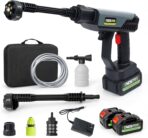 Cordless Pressure Washer with Recharge Battery Powered, 6-in-1 Smart Nozzle, 27 Feet Spray Distance, Handheld Wireless Water Gun for Home, Car, Yard, Pet, Plant