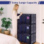 6 Pack Extra Large Heavy Duty Moving Bags with Reinforced Zipper & Wide Handles, Moisture-Resistant Storage Bins Packing Cubes for Clothes, College Dorm, Travel, and Home Organization, Dark Blue - Image 4