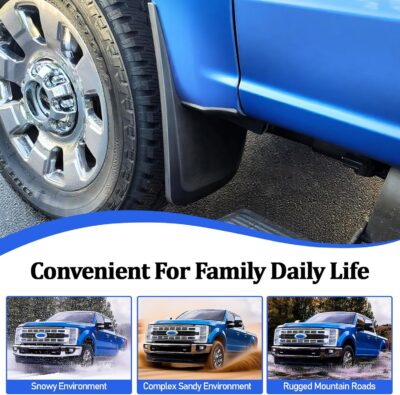 Front Rear Mud Flaps Splash Guards for Ford F-250 F-350/2017-2026 Mudflaps Mud Guard for Trucks 4PCS Set Black (w/o OEM Fender Flares) No Need to Drill Holes,Easy Install - Image 4